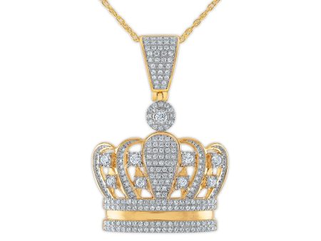 3 4 CTW Diamond Crown 18-inch Pendant in 10KT Yellow Gold Online