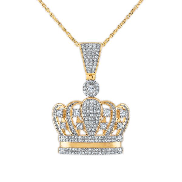 3 4 CTW Diamond Crown 18-inch Pendant in 10KT Yellow Gold Online