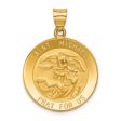 14KT Yellow Gold 32X22MM Medal Saint Michael Pendant. Chain Not Included on Sale