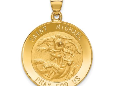 14KT Yellow Gold 32X22MM Medal Saint Michael Pendant. Chain Not Included on Sale