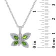 4X2MM Marquise Chrome Diopside and White Topaz Fashion Butterly 18-inch Pendant in Rhodium Plated Sterling Silver Sale