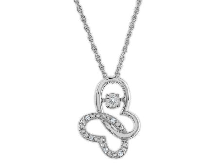 LoveSong 1 20 CTW Diamond Butterfly 18-inch Pendant in Rhodium Plated Sterling Silver Online