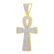 10KT Yellow Gold 1 CTW Diamond 53X24MM Ankh Cross Pendant. Chain Not Included Online now