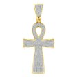 10KT Yellow Gold 1 CTW Diamond 53X24MM Ankh Cross Pendant. Chain Not Included Online now