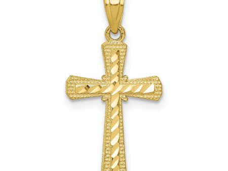 10KT Yellow Gold 25X11MM Diamond-cut Cross Pendant-Chain Not Included Cheap