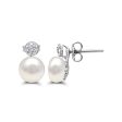 Pearl and White Sapphire Ring Pendant Earrings Set in Sterling Silver For Cheap