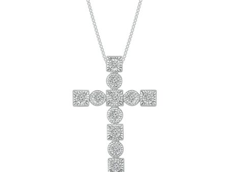 1 10 CTW Diamond Cross 18-inch Pendant in Sterling Silver Fashion