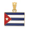 14KT Yellow Gold 21X18MM Enamel Cuba Flag Pendant. Chain Not Included Discount