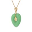 Heart Shape Jade 18-inch Pendant in 14KT Yellow Gold For Sale