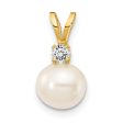 6MM Round Pearl and Diamond Pendant-Chain Not Included in 14KT Yellow Gold For Discount