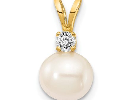 6MM Round Pearl and Diamond Pendant-Chain Not Included in 14KT Yellow Gold For Discount