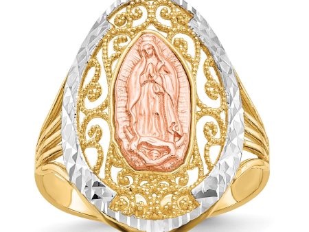 14KT Tri-Color Gold Guadalupe Ring; Size 8 Online Sale