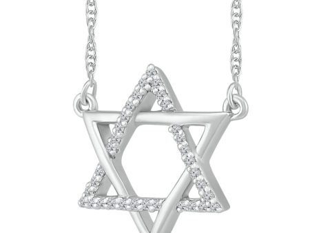 1 15 CTW Diamond Star Of David 18-inch Pendant in Sterling Silver Online Hot Sale