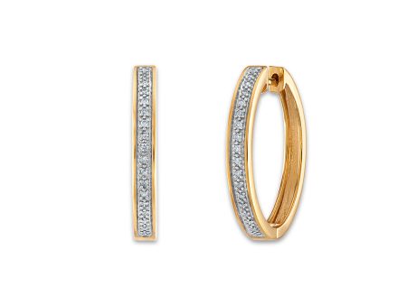 1 10 CTW Diamond Hoop Earrings in 10KT Yellow Gold Plated Sterling Silver For Cheap