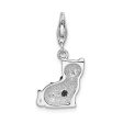 Sterling Silver and Crystal 34X13MM Cat Charm Hot on Sale