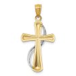 14KT White and Yellow Gold 31X15MM Cross Pendant. Chain Not Included Hot on Sale