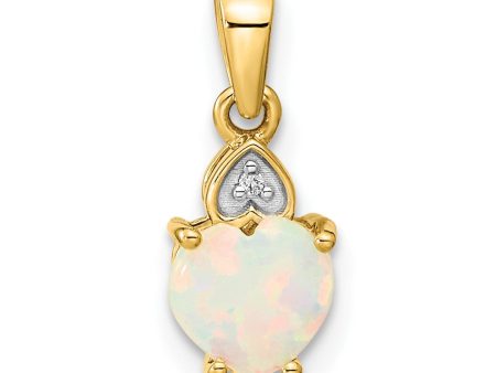 6MM Heart Shape Opal Diamond Accent Pendant-Chain Not Included in 14KT Yellow Gold on Sale