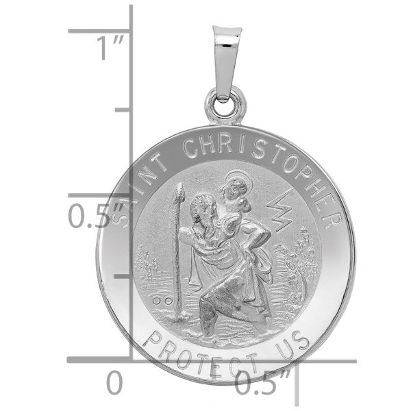 14KT White Gold 28X21MM Medal Saint Christopher Pendant. Chain Not Included Fashion