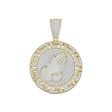 10KT Yellow Gold 1-1 5 CTW Diamond 49X34MM Praying Hand Medal Charm. Chain not Included Online now