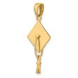 14KT Yellow Gold 30X15MM Graduation Cap Charm. Chain not Included Hot on Sale