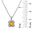 5MM Round Citrine and White Sapphire Birthstone Flower Halo Pendant in Sterling Silver on Sale