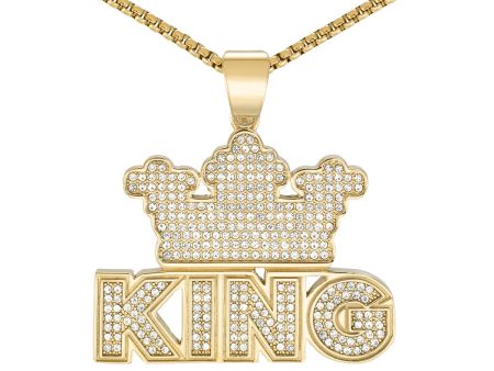 King by Simone I Smith Stainless Steel and Crystal 24-inch KING Pendant on Sale