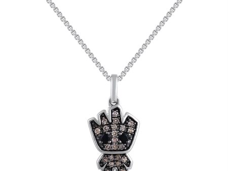 Marvel™ Fine Jewelry 1 5 CTW Champagne Diamond and Onyx Groot™ Pendant in Sterling Silver For Sale