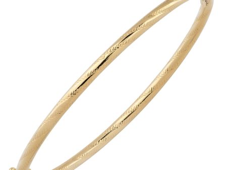 10KT Yellow Gold 7.5-inch 3MM Bangle Bracelet For Discount