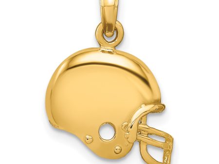 14KT Yellow Gold 20X14MM Football Helmet Pendant. Chain Not Included For Discount