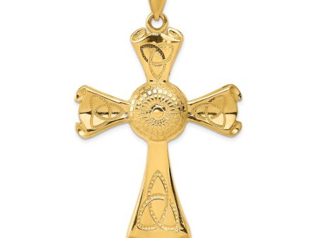 14KT Yellow Gold 65X37MM Cross Pendant. Chain Not Included For Sale