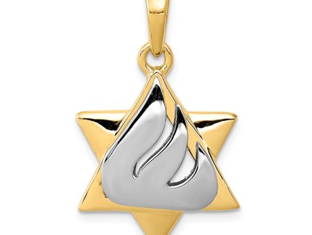 14KT White and Yellow Gold 30X18MM Star Of David Pendant. Chain Not Included Fashion