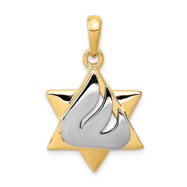 14KT White and Yellow Gold 30X18MM Star Of David Pendant. Chain Not Included Fashion