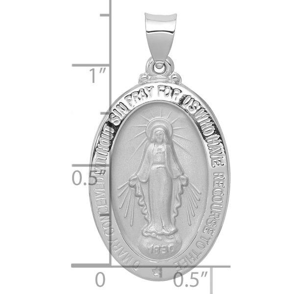 14KT White Gold 29X18MM 18MM Miraculous Medal Pendant-Chain Not Included on Sale