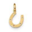 14KT Yellow Gold Cubic Zirconia 11X10MM Horseshoe Pendant. Chain Not Included For Discount