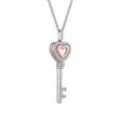 LoveSong 1 16 CTW Diamond Heart Key 18-inch Pendant in Sterling Silver For Cheap