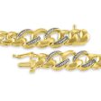 1 4 CTW Diamond 8.5-nch Cuban Link Bracelet in Gold Plated Sterling Silver For Sale