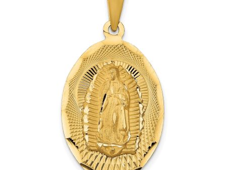 14KT Yellow Gold Diamond-cut Guadalupe Pendant-Chain Not Included Online now