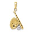 10KT Yellow Gold With Rhodium Plating 25X12MM Baseball Pendant For Sale