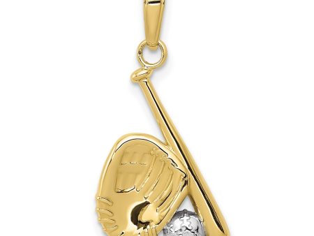 10KT Yellow Gold With Rhodium Plating 25X12MM Baseball Pendant For Sale