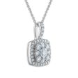 Signature EcoLove 1 CTW Lab Grown Diamond Halo Cluster Fashion Cushion Shaped 18-inch Pendant in 14KT White Gold Supply