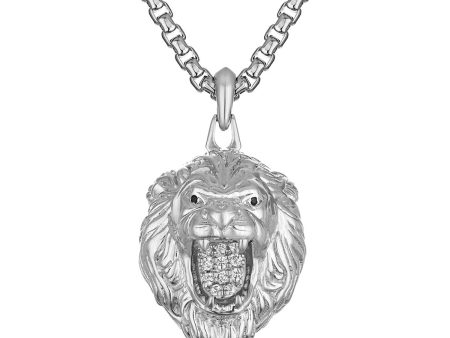 Bulova Marc Anthony Collection Sterling Silver and 1 10 CTW Diamond Lion Pendant For Cheap