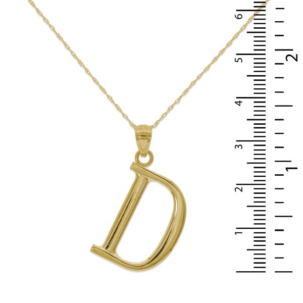 10KT Yellow Gold 18-inch 30MM Initial Pendant; Initial D Fashion