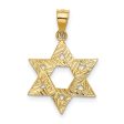 14KT Yellow Gold 24X16MM Star Of David Pendant. Chain Not Included Fashion