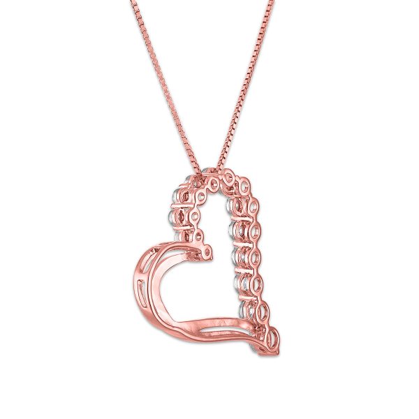 EcoLove 1 4 CTW Lab Grown Diamond 18-inch Heart Pendant in Rose Gold Plated Sterling Silver Sale