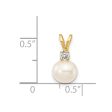 6MM Round Pearl and Diamond Pendant-Chain Not Included in 14KT Yellow Gold For Discount