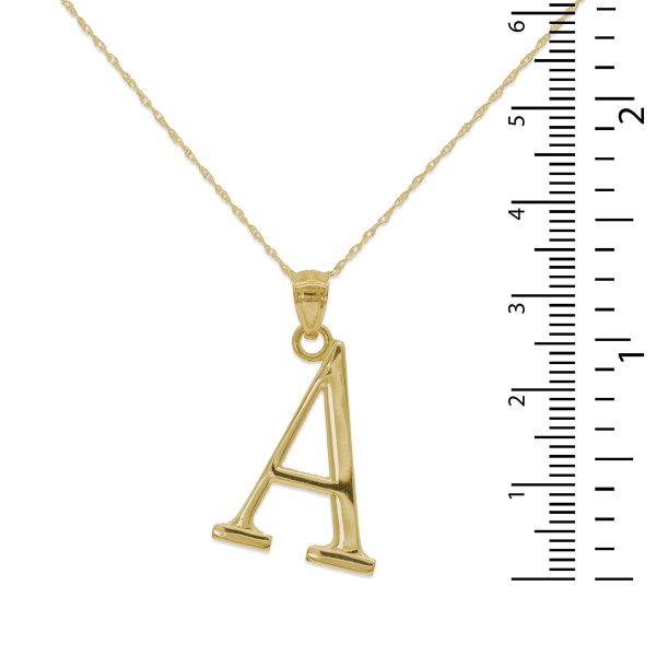 10KT Yellow Gold 18-inch 30MM Initial Pendant; Initial A Online Sale