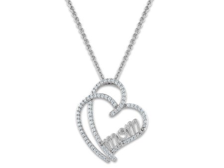 1 4 CTW Diamond 18-inch Mom Pendant in Sterling Silver Fashion