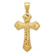 14KT Yellow Gold 41X21MM Diamond-cut Cross Pendant-Chain Not Included Online Sale