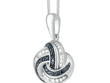 1 10 CTW Diamond Knot 18-inch Pendant in Sterling Silver Cheap