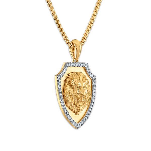 EcoLove 1 3 CTW Lab Grown Diamond Lion Pendant in Gold Plated Sterling Silver on Sale